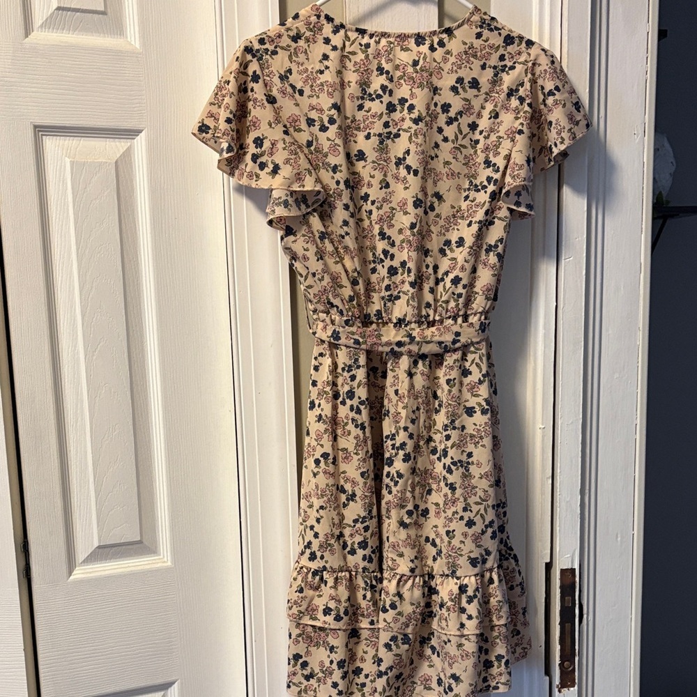 SHEIN Floral Wrap Dress - Pink and Black - Picture 2 of 7